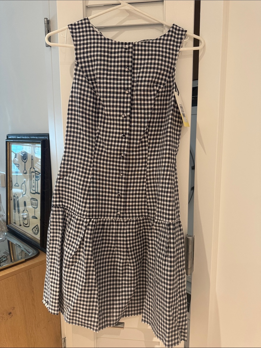 Black & White Gingham Button-Front Sundress